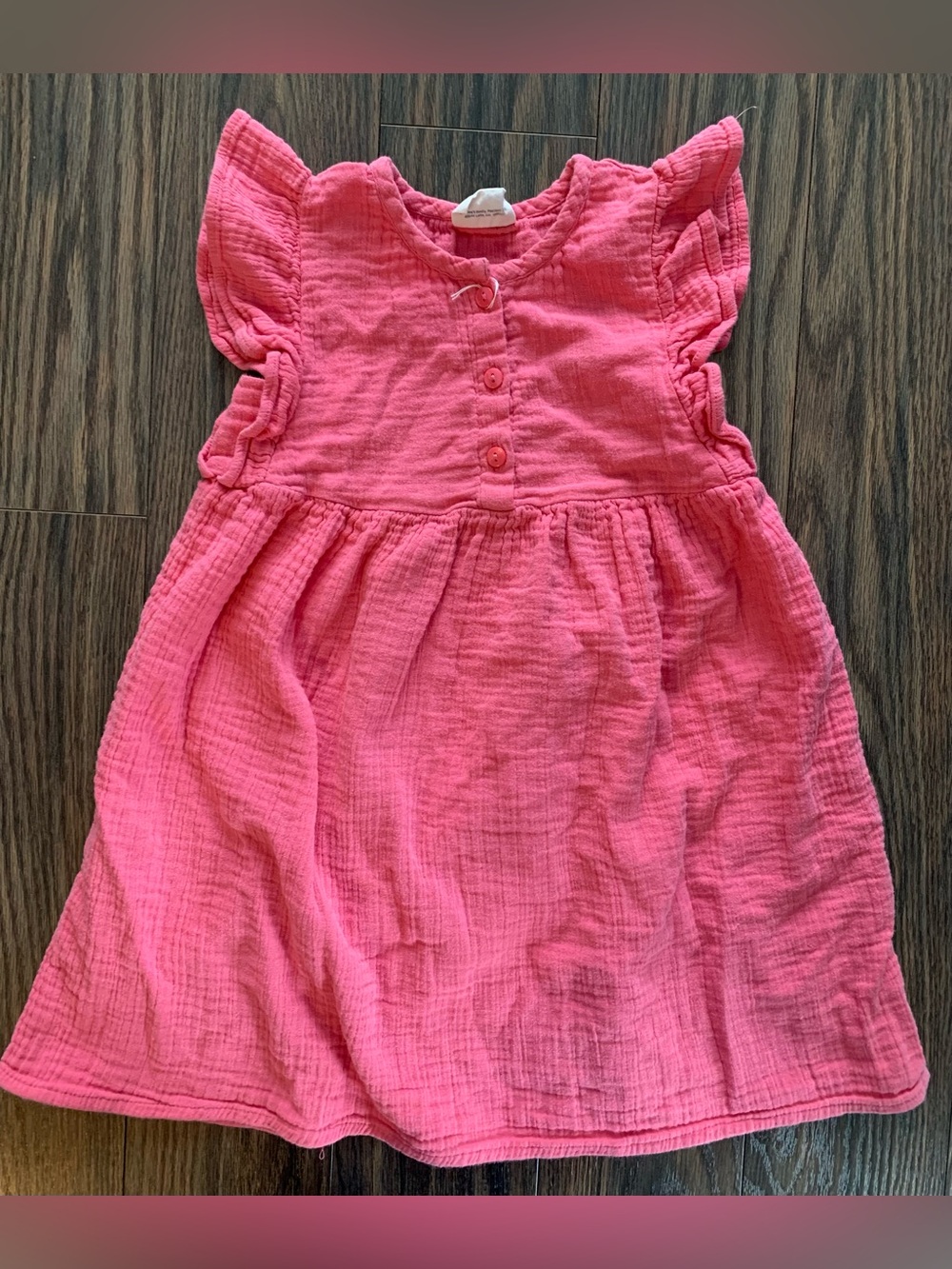 Beautiful Pink Ruffle Sleeve Cotton Dress Size 6T